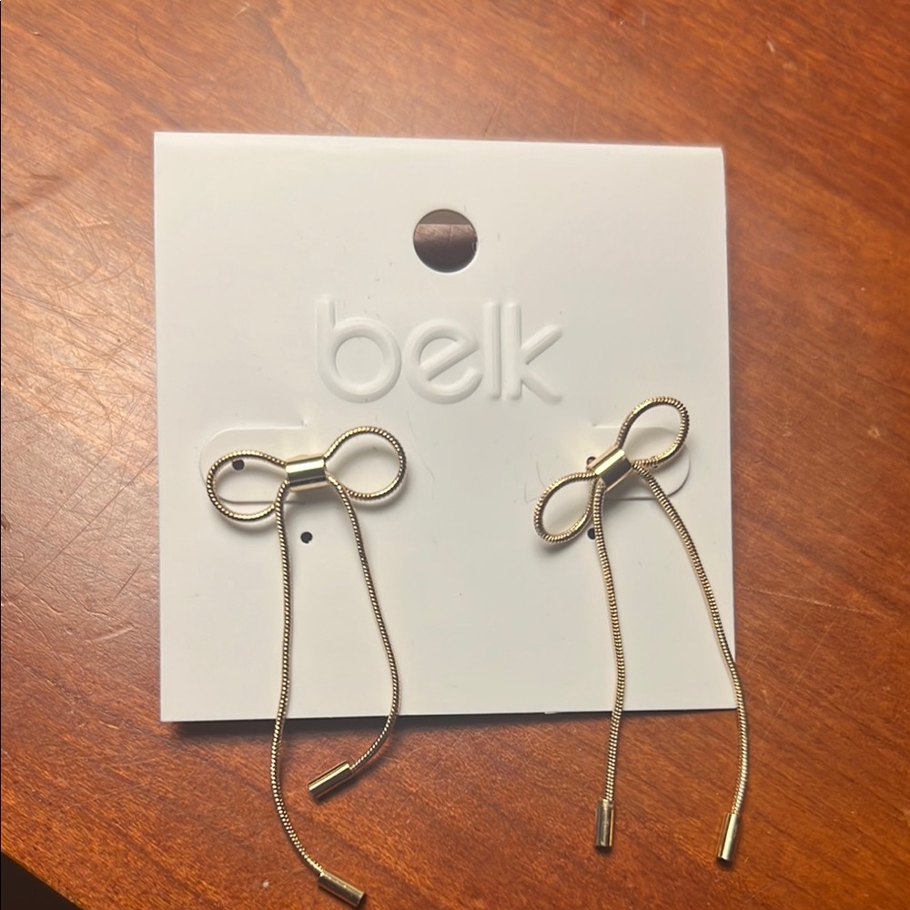 Belk Gold Bow Drop Earrings
